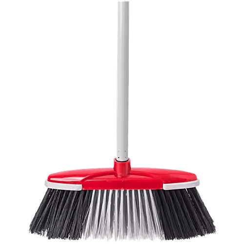 Liao Floor Broom - Plastic & Nylon Bristle, With 4.4 Feet Stick, For Cleaning Dust, K130002, 1 pc  