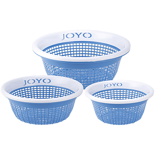 Joyo Utility Fruit Loop Basket Set - Assorted Colour, Plastic, Plain, Round, 3 pcs  Assorted Colours
 Durable Plastic