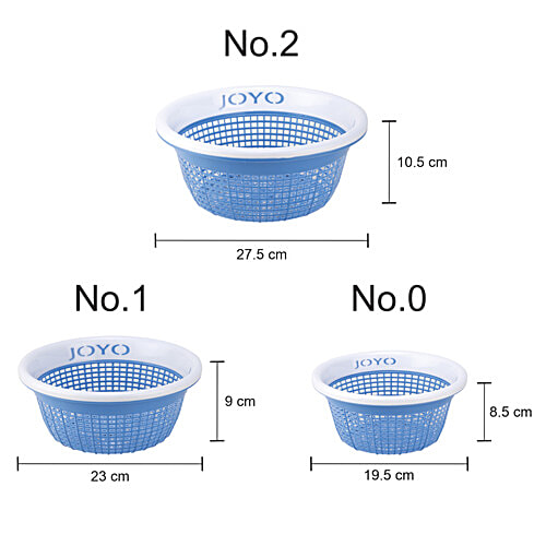 Joyo Utility Fruit Loop Basket Set - Assorted Colour, Plastic, Plain, Round, 3 pcs  Assorted Colours
 Durable Plastic