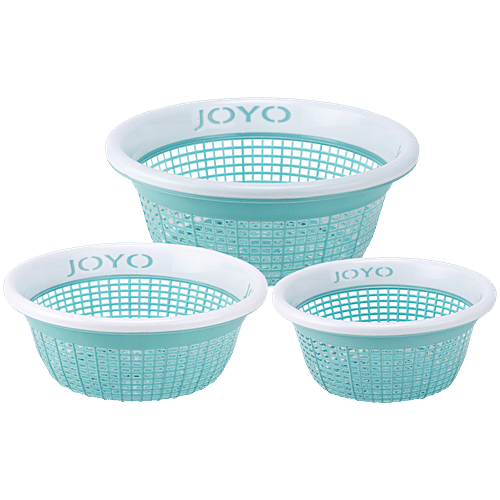 Joyo Utility Fruit Loop Basket Set - Assorted Colour, Plastic, Plain, Round, 3 pcs  Assorted Colours
 Durable Plastic