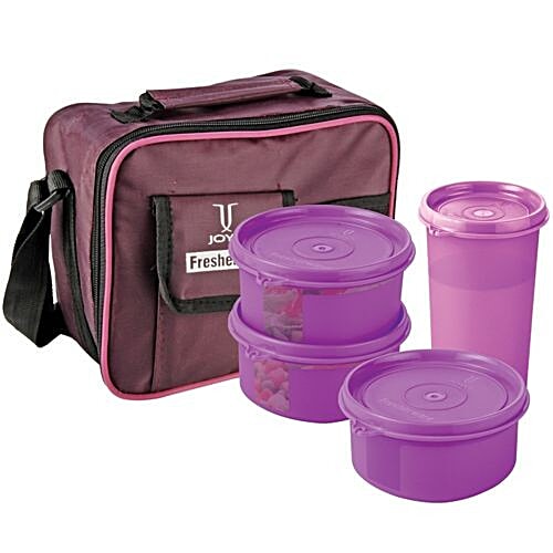 Joyo Fresherware Smart Lunch Kit - With Bag, Assorted, 4 pcs  Microwave Safe