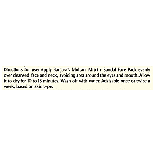 Banjara's Face Pack - Multani Mitti & Sandal, Clear Glowing Skin, For All Skin Types, 100% Natural, 50 g Tube 100% Natural