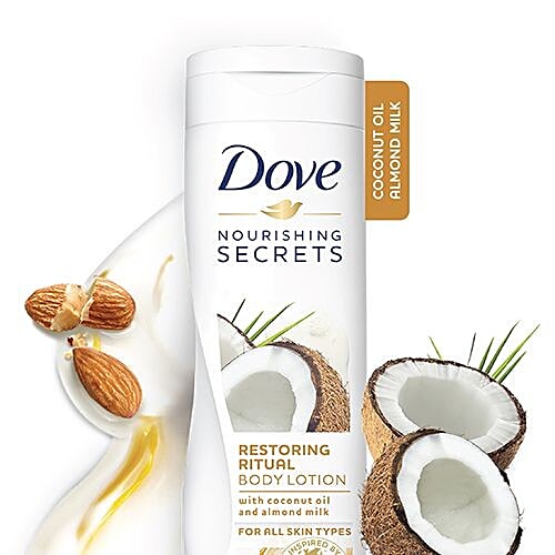 Dove Nourishing Secrets Restoring Ritual Body Lotion - For All Skin Types, With Coconut Oil & Almond Milk, 400 ml Dermatologically Tested
