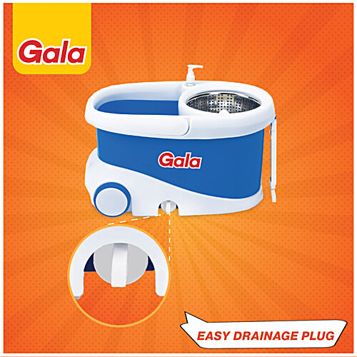 Gala Jet Spin Mop - Plastic Bucket & Stainless-Steel Wringer, With Handle, 3.8 ft, Assorted, 1 pc  