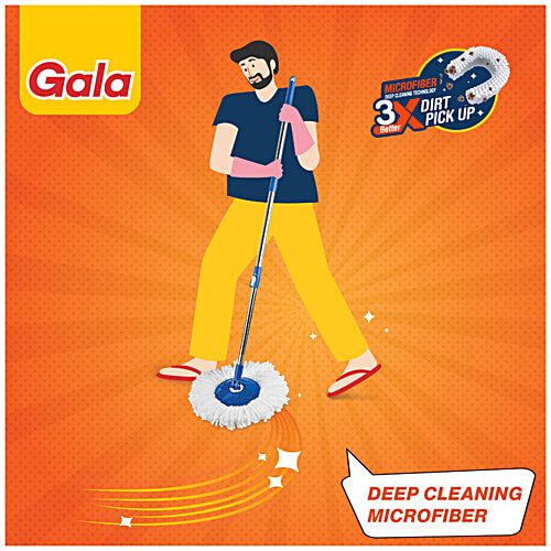 Gala Jet Spin Mop - Plastic Bucket & Stainless-Steel Wringer, With Handle, 3.8 ft, Assorted, 1 pc  