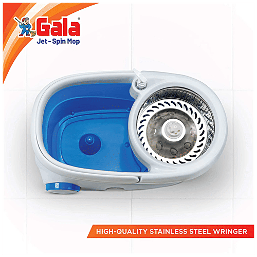 Gala Jet Spin Mop - Plastic Bucket & Stainless-Steel Wringer, With Handle, 3.8 ft, Assorted, 1 pc  