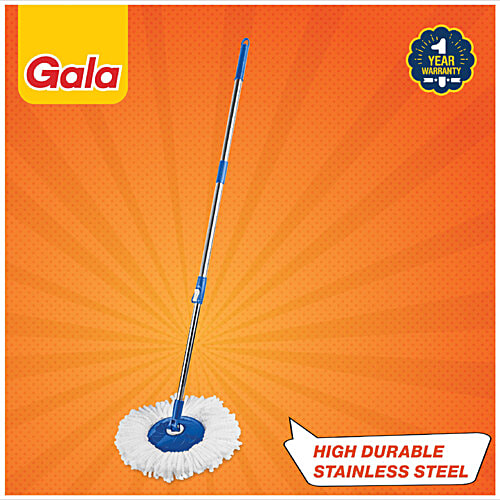 Gala Spin Mop - Microfibre & Plastic, Height Adjustment Rod, With Refill, Blue, 1 pc  