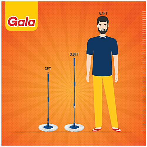 Gala Spin Mop - Microfibre & Plastic, Height Adjustment Rod, With Refill, Blue, 1 pc  