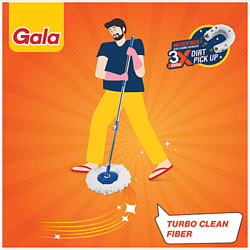 Gala Spin Mop - Microfibre & Plastic, Height Adjustment Rod, With Refill, Blue, 1 pc  