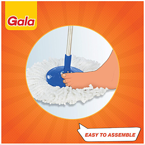 Gala Spin Mop - Microfibre & Plastic, Height Adjustment Rod, With Refill, Blue, 1 pc  