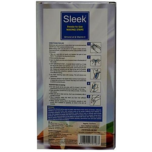 Buy Sleek Waxing Strips Ready To Use, Almond Oil & Vitamin E, For