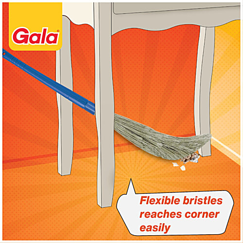 Gala No Dust Broom, 1 pc Does Not Shed Dust, Flexible Bristles, Washable, Long Handle