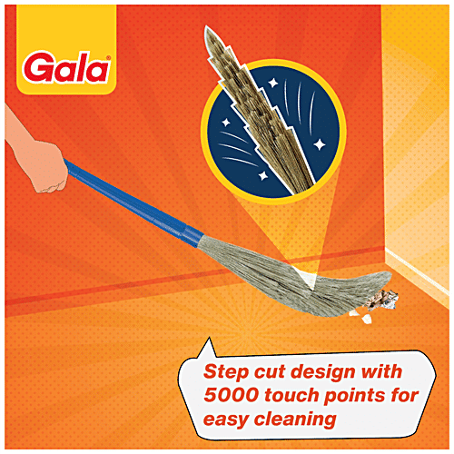 Gala No Dust Broom, 1 pc Does Not Shed Dust, Flexible Bristles, Washable, Long Handle