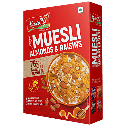Buy Kwality Crunchy Muesli Almonds & Raisins High Iron & Protein Online at Best Price of Rs