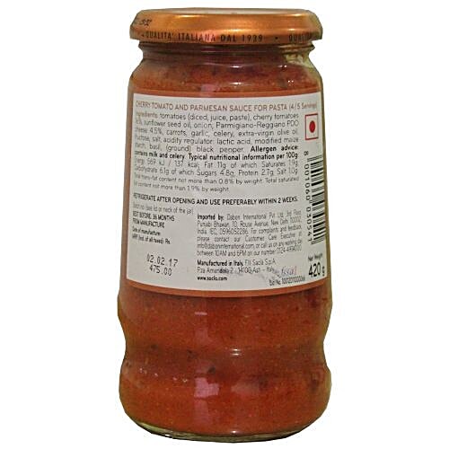 Sacla Pasta Sauce - Cherry Tomato & Parmesan, 420 g  