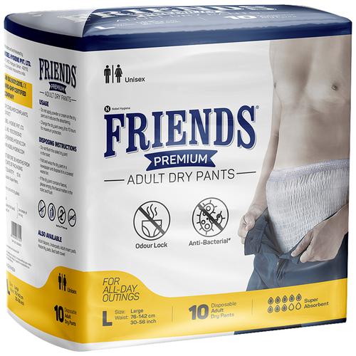 Friends Pullup Pants Style Adult Diapers - L-XL, 10's pack