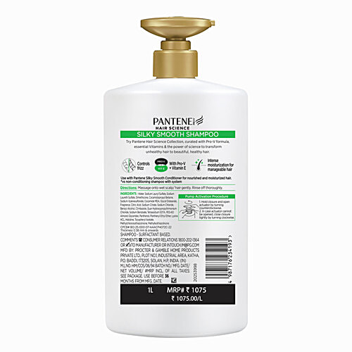 Pantene Silky Smooth Shampoo - With Pro-V + Vitamin E, 1 L  