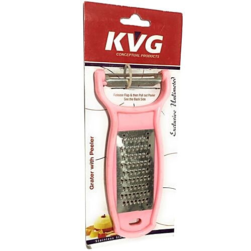 Kvg Grater With Peeler - Pink, Stainless Steel, 1 pc  