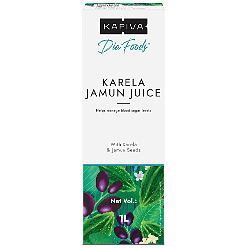 Kapiva Karela Jamun Juice - Helps Control Blood Sugar Levels, Lowers Bad Cholesterol, 1 L  Low Glycemic Index, No Artificial Colours, No Added Sugar