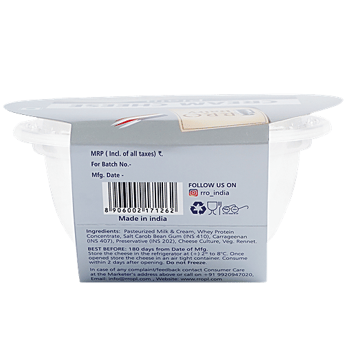 RRO DAIRY American Style Cream Cheese - Plain, 200 g  Goodness of Milk