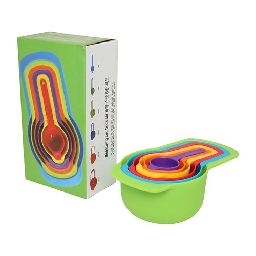 Turobayuusaku 5 PCS/Set Colorful Plastic Kitchen Measuring Cups Ergonomic Handle Sugar Cake Baking Spoon Household Measuring Scoop 