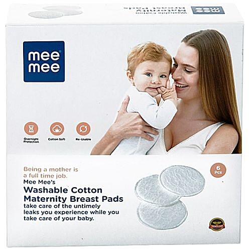 Mee Mee Washable Cotton Maternity Breast Pads - Pink,, 6 pcs  