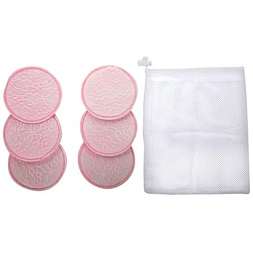 Mee Mee Washable Cotton Maternity Breast Pads - Pink,, 6 pcs  