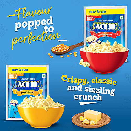 ACT II Golden Sizzle Instant Popcorn, 60 g (Pack of 3) Hot & Fresh# in 3 mins