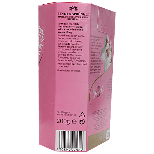 Lindt Lindor White Chocolate Truffles - Strawberries & Cream, Smooth, Rich Flavour, 200 g Irresistibly Smooth