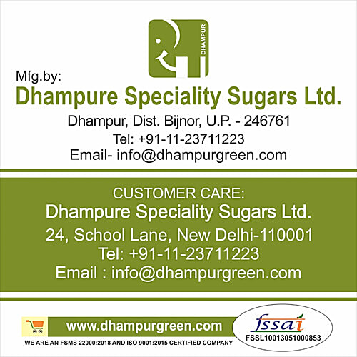 Dhampur Green Natural Brown Sugar/Cheeni - Dememrara, 1 kg No Preservatives, No Chemicals