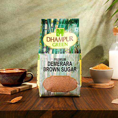 Dhampur Green Natural Brown Sugar/Cheeni - Dememrara, 1 kg No Preservatives, No Chemicals