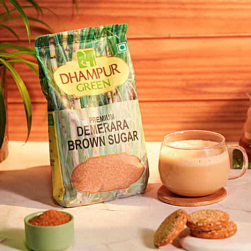 Dhampur Green Natural Brown Sugar/Cheeni - Dememrara, 1 kg No Preservatives, No Chemicals