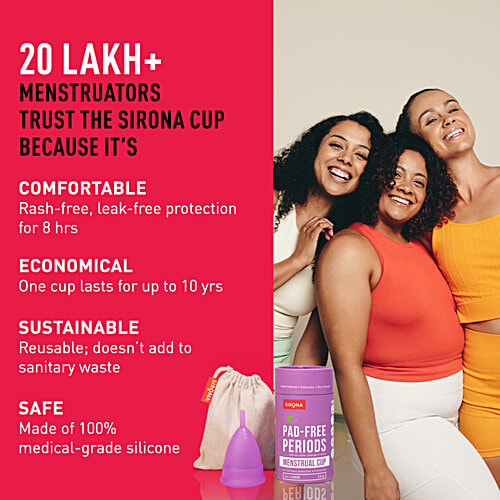 SIRONA FDA Approved Reusable Menstrual Cup for Women (Large Size) | Protection for Up to 8-10 Hours, 1 pc  Odour Free, FDA Approved