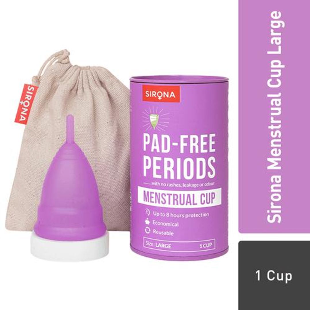 SIRONA FDA Approved Reusable Menstrual Cup for Women (Large Size) | Protection for Up to 8-10 Hours, 1 pc 