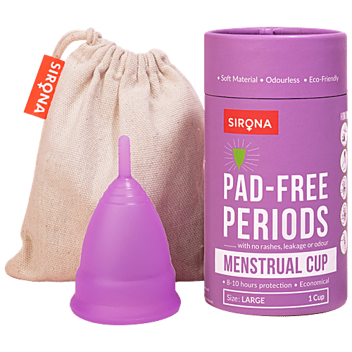 SIRONA FDA Approved Reusable Menstrual Cup for Women (Large Size) | Protection for Up to 8-10 Hours, 1 pc  Odour Free, FDA Approved