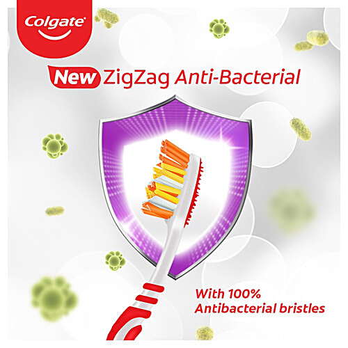 Colgate ZigZag Anti-Bacterial Toothbrush - Medium, 6 pcs  