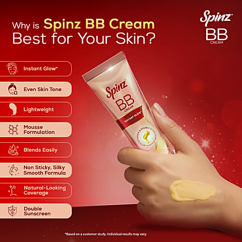 Spinz BB Brightening & Beauty Fairness Cream That Covers Spots Gives 2X Instant Glow & Sun Protection, 29 g  