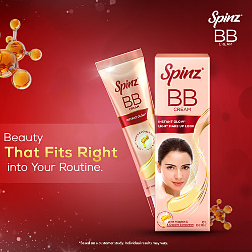 Spinz BB Brightening & Beauty Fairness Cream That Covers Spots Gives 2X Instant Glow & Sun Protection, 29 g  