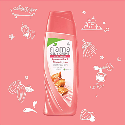 Fiama Gel + Creme Body Wash - Ashwagandha & Almond Cream, 200 ml With Skin Conditioners
