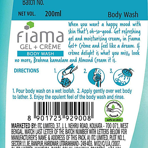 Buy Fiama Di Wills Body Wash Bramha Kamalam Almond Cream 200 Ml Online