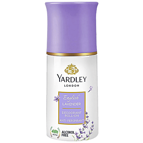 Yardley London English Lavender Anti-Perspirant Deodorant Roll-On, 50 ml Antiperspirant, 48h Actives, Alcohol Free