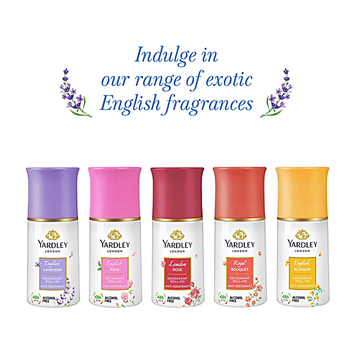Yardley London English Lavender Anti-Perspirant Deodorant Roll-On, 50 ml Antiperspirant, 48h Actives, Alcohol Free