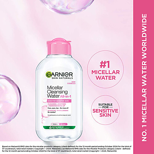 Garnier All-in-1 Micellar Cleansing Water, 125 ml No Paraben, No Alcohol, No Perfume