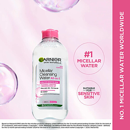 Garnier All-in-1 Micellar Cleansing Water, 400 ml  No Paraben, No Alcohol, No Perfume