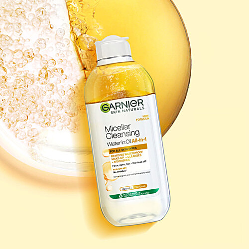 Garnier Oil infused Cleansing Water - Waterproof Makeup Remover For All Skin Types, 125 ml  