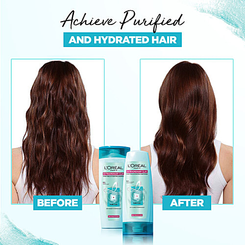 L'Oreal Paris Extraordinary Clay Purifying & Hydrating Shampoo - Oily Scalp & Dry Ends, 75 ml  
