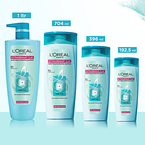 L'Oreal Paris Extraordinary Clay Purifying & Hydrating Shampoo - Oily Scalp & Dry Ends, 75 ml  