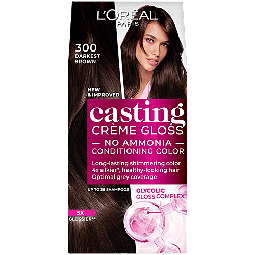 L'Oreal Paris Casting Creme Gloss Conditioning Hair Color, 72 ml + 87.5 g 300 Darkest Brown No Ammonia