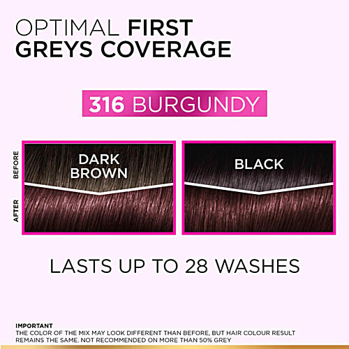 L'Oreal Paris Casting Creme Gloss Hair Colour, 72 ml + 87.5 g 316 Burgundy No Ammonia
