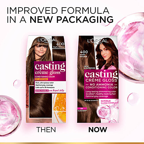 L'Oreal Paris Casting Creme Gloss Conditioning Hair Colour, 72 ml + 87.5 g 400 Dark Brown